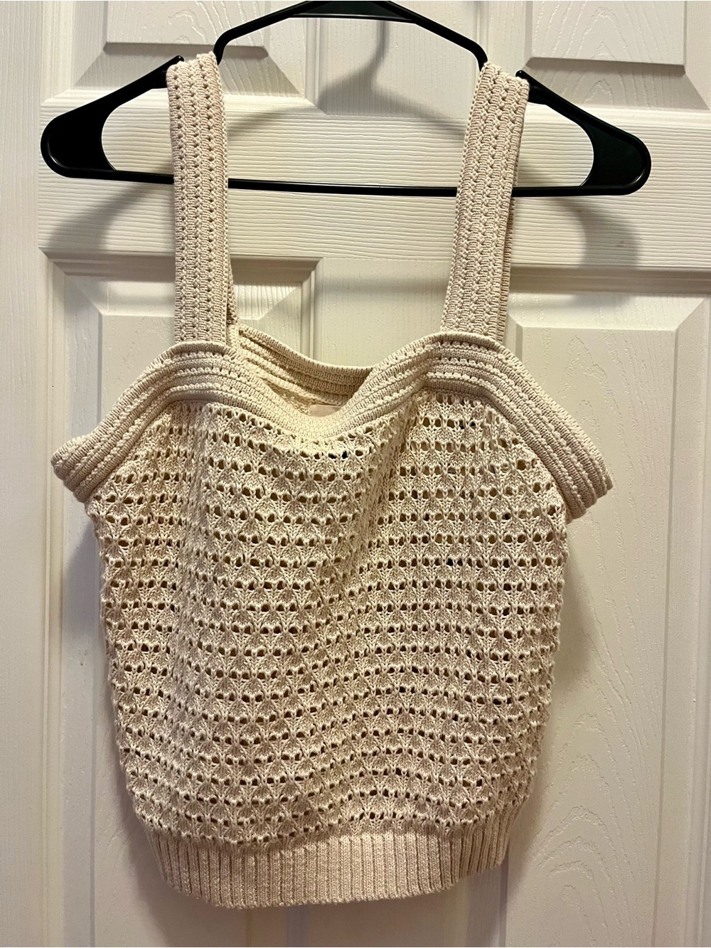 Universal Thread Cream Crochet Knit Cold Shoulder Sweater Top Size M NWT